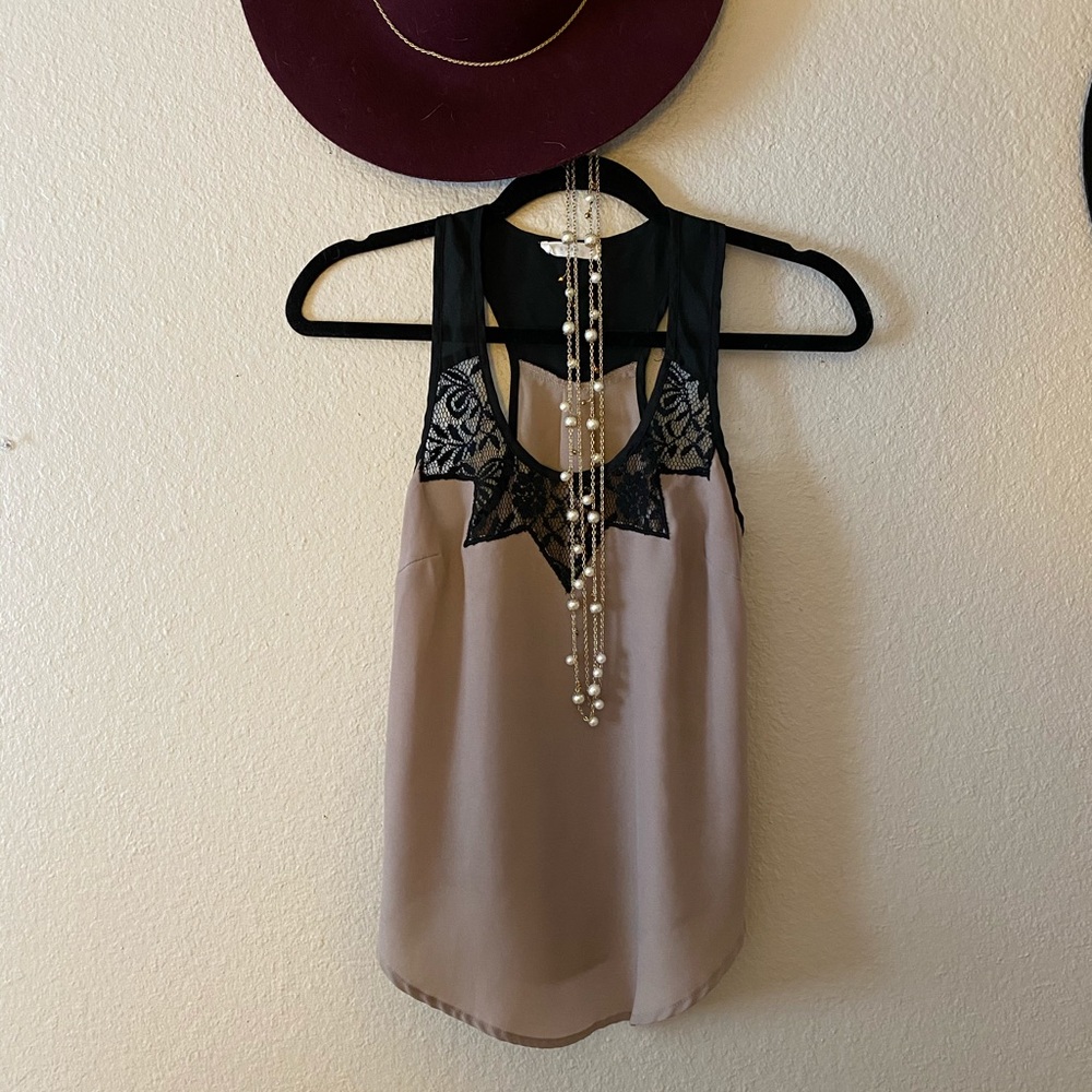 Stunning Mesh Lace Racerback Flowy Tank - Picture 2 of 5